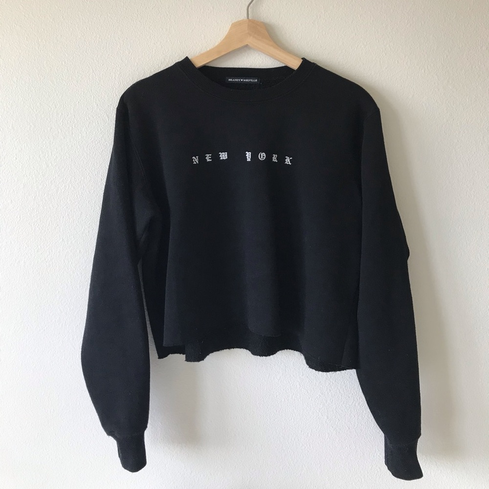 Brandy Melville Embroidered Black Sweatshirt